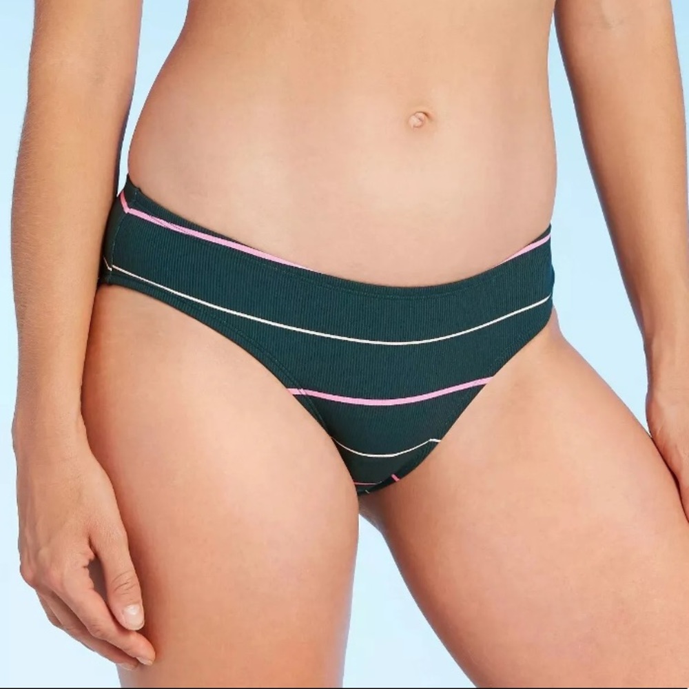 Kona Sol Medium Coverage Hipster Bikini Bottom Textured Stripe XLarge NWT
